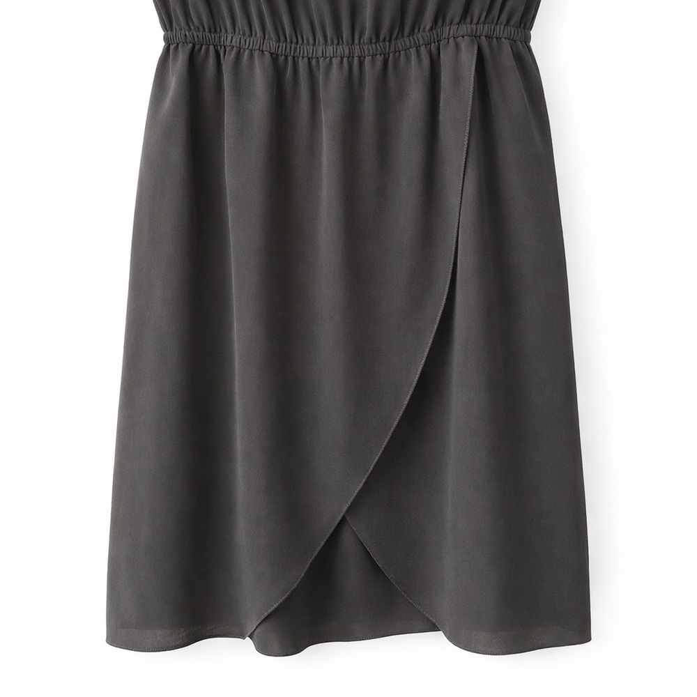 Babaton Black 100% Silk Knee-Length Dress L Elastic Waist Tulip Hem - Picture 7 of 8